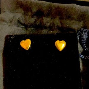 14 KT yellow gold heart earrings. Never worn
